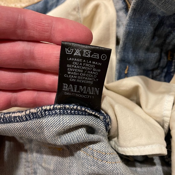 Balmain OG Distressed Moto Light Wash Blue Denim Jeans - Picture 6 of 14